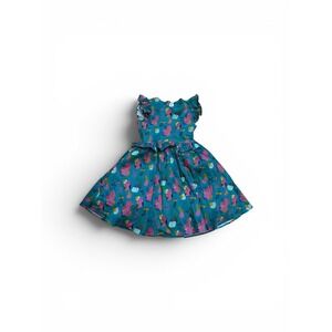 Disney Parks Frozen 2 Teal Floral Flutter Sleeve Dress Kids 13 NWT